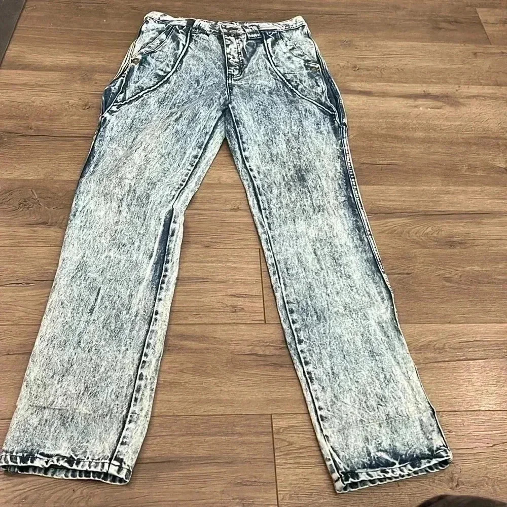 [Size 30Inseam33]Paco Rio Acid  Washed High Rise Women Jeans